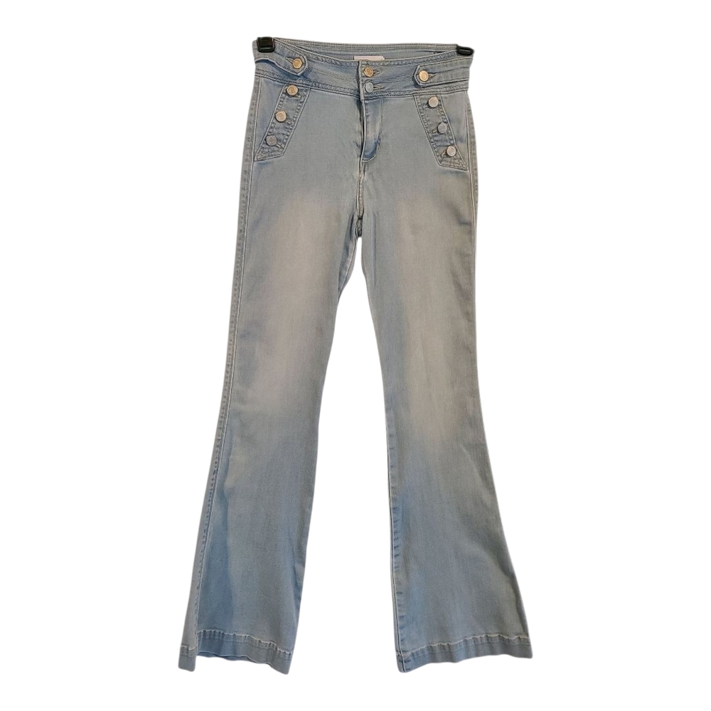 Cello Sailor Waist Light Blue Stretch Flare Bell Bottom Jeans Size 1